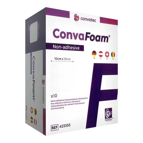 Convafoam nicht-adhäsiv Schaumverband 10x10 cm - 10 St - Arzneimittel für sanfte Wundversorgung, atmungsaktiv und schmerzlindernd für optimalen Heilungsprozess.