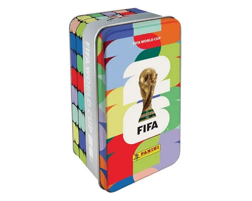 Panini FIFA WM 2026 Mega-Dose mit 16 Aufkleber-Tüten - Erleben Sie das Sammelvergnügen mit der Panini FIFA WM 2026 Mega-Dose! Enthält 16 Tüten mit offiziellen Aufklebern. Die hochwertige Metalldose ist ideal zur Aufbewahrung Ihrer Sammlung und perfekt für Fans und Sammler.