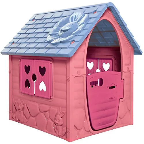 Dohany Spielhaus pink – Kinderspielhaus für Garten und Indoor - Spielhaus von Dohany für Kinder ab 2 Jahren, bietet eine kreative Rückzugsmöglichkeit mit realistischer Holz- und Steinoptik. Ideal für drinnen und draußen, fördert das Spielvergnügen!