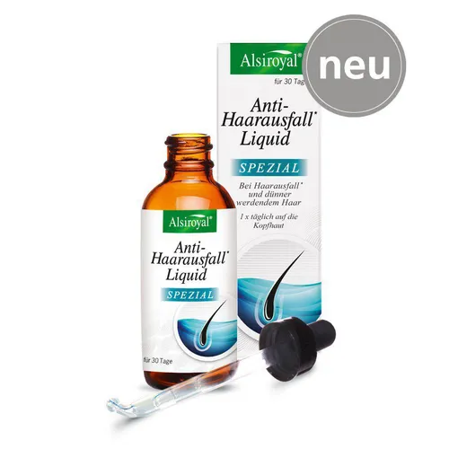 Alsiroyal Anti Haarausfall Liquid 50ml - Nahrungsergänzungsmittel zur Bekämpfung von Haarausfall, rezeptfrei erhältlich und fördert das Haarwachstum für kräftigeres Haar.