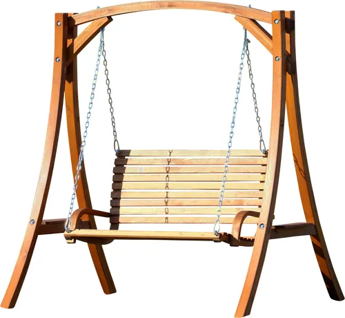 KUREDO-OD Hollywoodschaukel aus Lärche - Elegante Gartenschaukel für bis zu 2 Personen, aus hochwertigem Lärchenholz, ideal für entspannte Stunden im Garten.