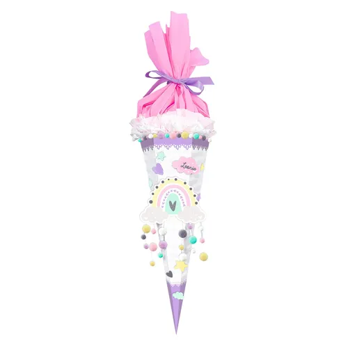 Ursus 9870021 - Schultüten-Bastelset Easy Line Regenbogen, 68 cm, kreative Bastelidee für den Schulanfang mit vorgestanzter 3D-Colorwellpappe