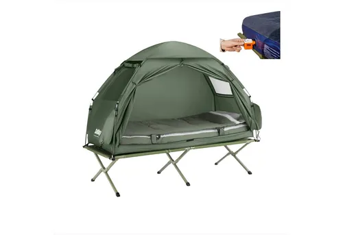 SoBuy Feldbett OGS32 Campingzelt 4in1-Zelt - Feldbetten: Inklusive Feldbett, Zeltdach, Matratze und Schlafsack - ideal für Camping und Outdoor-Aktivitäten.