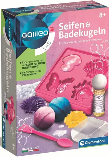 Clementoni Galileo Lab Seifen und Badekugeln - Experimentierset für Kinder ab 8 Jahren, lerne die Geheimnisse der Seifenherstellung und genieße sprudelnden Badespaß