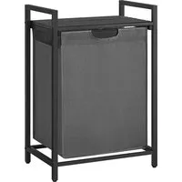 Vasagle Wäschesammler mit Ablage - 50 cm x 33 cm x 72 cm, Schwarz-Grau - Praktischer Wäschesammler mit Ablage, ideal für Waschküche, Badezimmer oder Schlafzimmer. Wasserabweisend und leicht zu reinigen für optimalen Stauraum.