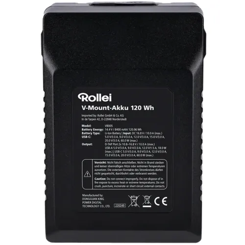 Rollei V-Mount Akku 120 Wh - Sonstige Kamera-Akkus mit hoher Kapazität von 120 Wh, ideal für professionelle Videoproduktionen und lange Drehtage.