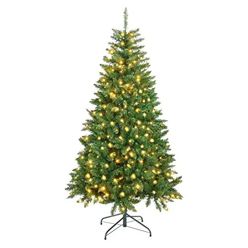 Rebecca Mobili Weihnachtsbaum 210 mit Lichtern - 1050 Zweige, einfache Montage, stabiler Metallständer - Künstlicher Weihnachtsbaum mit 1050 Zweigen und 800 integrierten LED-Lichtern. Leicht aufzubauen und wiederverwendbar. Ideal für festliche Dekoration und stimmungsvolle Atmosphäre.