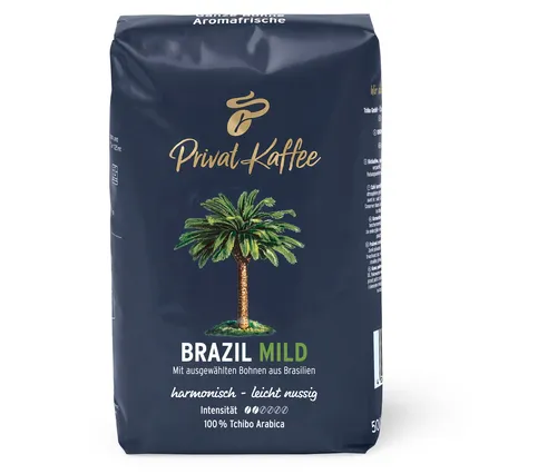 Tchibo Privat Kaffee Brazil Mild - 500 g Ganze Bohne - Mild-aromatischer Kaffee mit leicht nussigem Charakter, ideal für entspannte Genussmomente. Perfekt für die Aufbewahrung in einer Aromadose, um die Frische zu bewahren.
