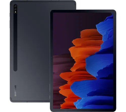 Samsung Galaxy Tab S7 Plus 12,4 Zoll 256GB [Wi-Fi + 5G] - Mystic Black - High-End Tablet mit 12,4 Zoll Display, Qualcomm Snapdragon 865 Plus Prozessor und 5G-Unterstützung für blitzschnelles Surfen.