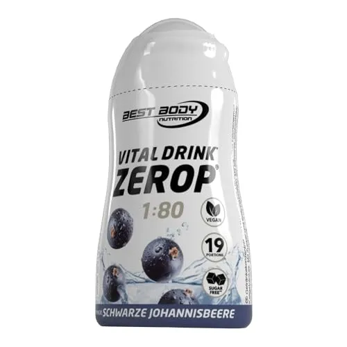 Best Body Nutrition Vital Drink ZEROP - Schwarze Johannisbeere, Original Getränkekonzentrat - Sirup - zuckerfrei, 1:80 ergibt 19 Portionen Fertiggetränk