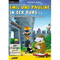USM Emil und Pauline in der Burg 2.0 - Digitale Lernsoftware für Deutsch und Mathe in der 1. Klasse, bietet abwechslungsreiche Lernspiele in einer abenteuerlichen Burg und fördert spielerisch den Lernerfolg von Grundschulkindern.
