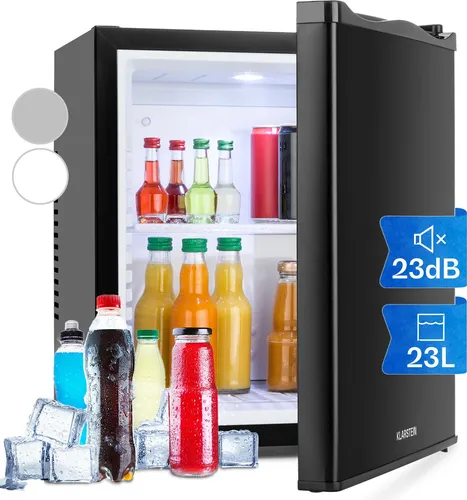 Klarstein MKS-10 Mini Kühlschrank - Mini-Kühlschrank (19 Liter), geräuschlos mit Innenbeleuchtung, ideal für kleine Räume, Camping oder als Minibar – perfekt für gekühlte Getränke und Snacks.
