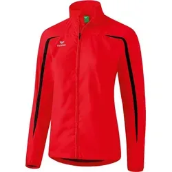 Erima Damen Leichtathletik Laufjacke - Rot/Schwarz, Größe 36 EU - Laufbekleidung für Damen mit femininen Schnitt, wind- und wasserabweisend. Ideal für Outdoor-Aktivitäten, mit Mesh-Belüftung und reflektorischem Logo für optimale Sichtbarkeit.