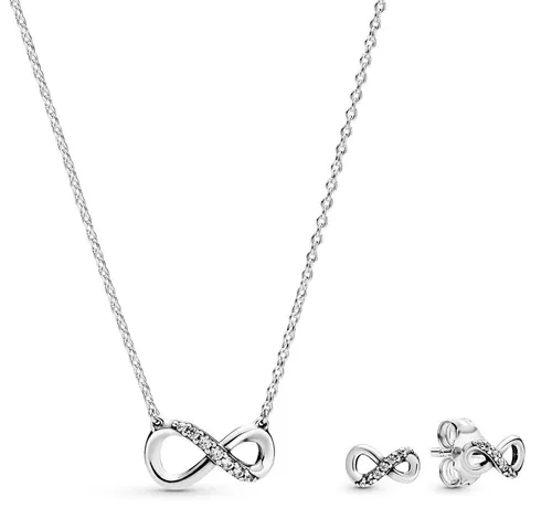 Pandora Kette mit Anhänger Schmuck-Set – Funkelnde Unendlichkeit aus Silber - Ketten mit Anhänger – 50 cm lange Sterlingsilberkette mit funkelndem Zirkonia-Anhänger, ideal für besondere Anlässe und als stilvolles Geschenk.