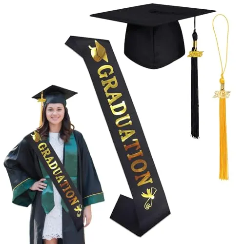 CLDURHGE Bachelor Hut Absolventenhut 2025 Anhänger Quaste Schärpe für Hochschule Bachelor Abschlussfeier Bachelor Abschluss Geschenk für Herren Damen