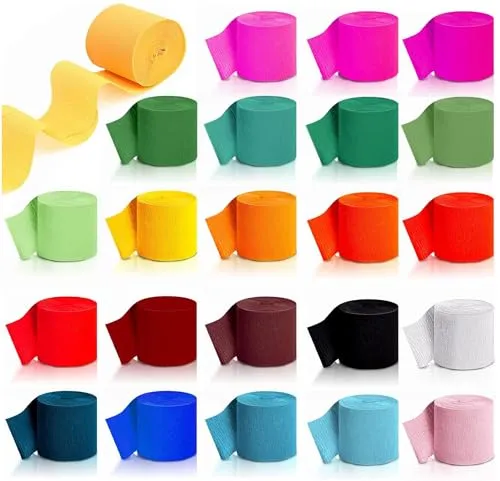 Krepppapier,24 Rollen Bunt Kreppb?nder,4.5CM*10M Regenbogen Krepppapier,Bastelkrepp Papier Streamer,?Crepe Paper?f¨¹r Hochzeit Taufe Geburtstagsfeier und Abschlussfeier Weihnachten Feier Dekoration