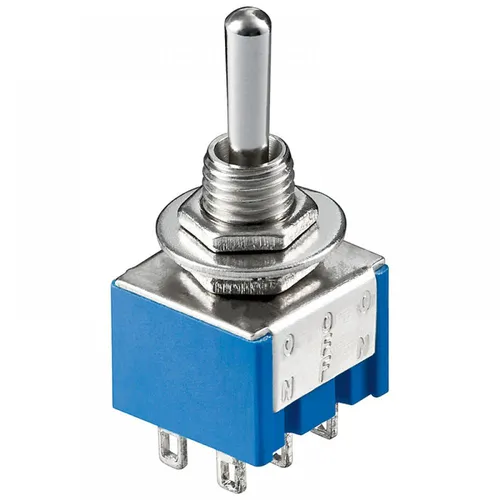 Miniatur Kippschalter 6 Pin, 2x EIN-AUS-EIN - Smart Home (Haussteuerungen) – Vielseitiger Miniatur Kippschalter mit robustem Metallhebel und kompakten Abmessungen, ideal für beengte Räume und zuverlässige Steuerung.