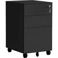 Relaxdays Abschließbarer Rollcontainer aus Metall Schwarz - Praktischer Rollcontainer für Büro und Homeoffice mit 3 geräumigen Schubladen. Robuste Stahlkonstruktion und abschließbare Schublade sorgen für Sicherheit und Ordnung. Ideal zum platzsparenden Verstauen unter dem Schreibtisch.