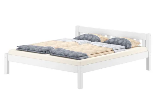 ERST-HOLZ Massivholzbett Weiß 180 x 200 cm aus Kiefer - Schlichtes und stabiles Doppelbett aus europäischer Kiefer, ideal für erholsamen Schlaf. Mit individueller Ausstattung wählbar, Naturprodukt mit lebendiger Maserung.