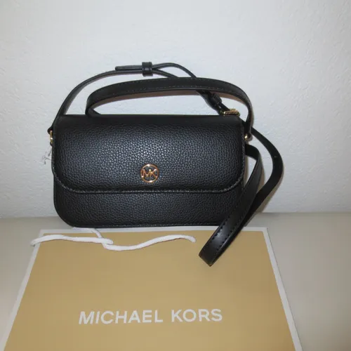 Michael Kors Schultertasche Leder Crossbody SM FLAP XBODY BLACK Tasche neu