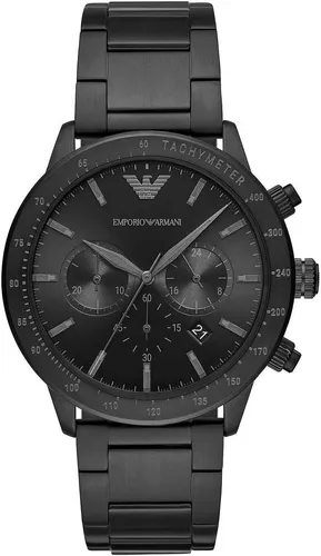 Emporio Armani AR11242 Mario Herrenuhr 43mm Schwarz - Armbanduhren mit sportlichem und klassischem Stil, ausgestattet mit Chronograph und leuchtenden Zeigern für perfekte Lesbarkeit.