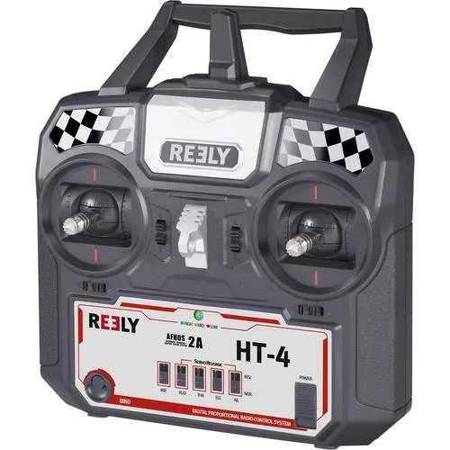 Reely HT-4 Hand-Fernsteuerung 2,4 GHz - 4 Kanäle, ergonomisches Design für bequeme Bedienung und sichere Steuerung von Modellen