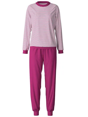 CALIDA Marine Dreams Bündchen-Pyjama Damen - Schlafanzüge für Damen, weich und pflegeleicht mit elastischem Hosenbund für höchsten Tragekomfort und softe Bündchen an den Abschlüssen.
