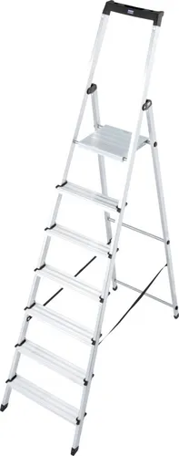 KRAUSE Stehleiter Solidy, 7 Stufen, 120252 - Leiter für sicheres Arbeiten mit TÜV-Zertifizierung, Sicherheitsbügel und rutschsicheren Stufen, ideal für Heimwerker und Profis bis 150 kg Belastung.