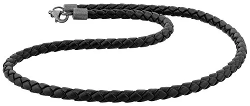 KUZZOI Männer Lederhalskette - Geflochten aus Rinderleder, 55cm - Hochwertige geflochtene Lederkette für Herren mit 5,5mm Dicke und 925 Sterling Silber Karabiner, ideal für markante Anhänger und angenehm zu tragen.