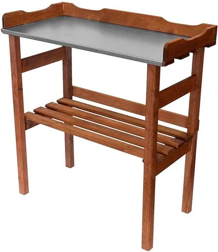 Holz Pflanztisch 78x38x86cm - Praktischer Pflanztisch aus robustem Holz mit verzinkter Arbeitsplatte und zusätzlichem Ablagefach – ideal für Gartenliebhaber und Hobbygärtner.