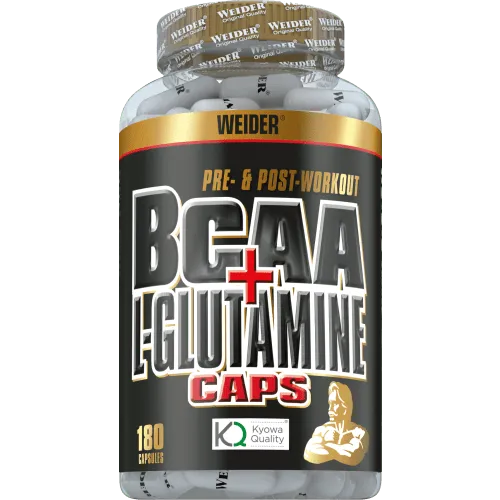 Weider BCAA + Glutamine Caps - 180 Kapseln - Sportnahrung mit 3600mg BCAA und 3600mg Glutamin pro Portion, ideal zur Unterstützung von Muskelaufbau und Regeneration.