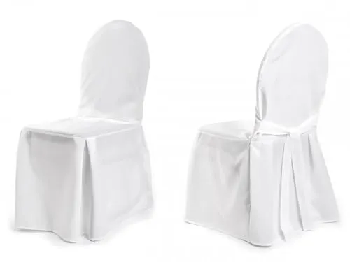 TexDeko® Stuhlhusse für Bankettstühle Premium mit Schleife Blickdicht, waschbar, strapazierfähig, Modell Berlin (Weiß) mit Oeko-TEX Zertifikat