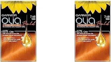 Garnier Olia Big Kit Haarfarbe 7.40 Intensywna Mied - Permanente Haarfarbe für Damen, die langanhaltende, lebendige Farbergebnisse liefert. Die Formel pflegt das Haar und sorgt für strahlenden Glanz – ideal für eine einfache Anwendung zu Hause.