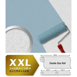 Profhome Vliestapete 263117-GU Spachtel Putz Tapete Struktur matt weiß 26,5 m2, leicht strukturiert, matt, (1 XXL Rolle, doppelte Breite, 26,50 qm), Vliestapete zum Überstreichen in weiß weiß 1.06 m x 25 m