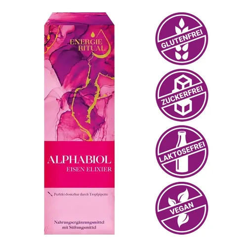 alphabiol Eisen Elixier – vegan, mit Vitamin B12 & Folsäure Tropfen, 1 er 1 St., 30 ml
