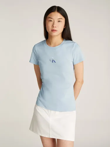 T-Shirt "GRADIENT MONOLOGO SLIM TEE", mit Logodruck, Gr. S (36), Niagara Mist
