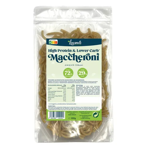 Locawo High Protein & Low Carb* Maccheroni | Pasta | Nudeln 200g