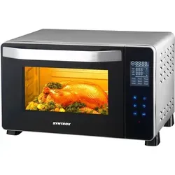 Syntrox Germany 25 l Touch Mini Backofen Saltillo – Kompakter und leistungsstarker Pizzaofen mit Touch-Bedienung, Umluft,Rotisserie und 1500W Lei... - Silber