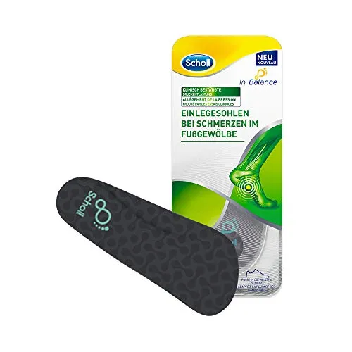 Scholl InBalance Einlegesohlen für Schuhe in Größe 42.5-45 – Sohlen bei Schmerzen im Fußgewölbe – Paar nicht klebende Einlagen, Transparent, 1 stück