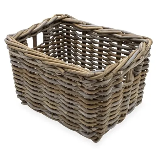 Spetebo Rattan Aufbewahrungskorb rechteckig shabby grau - Stilvoller Rattan Aufbewahrungskorb in shabby grau (34 x 24 x 20 cm) mit 2 Griffen. Ideal zur Aufbewahrung und Dekoration, bringt Gemütlichkeit in Ihr Zuhause.