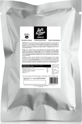 Sansei Soft-Eis Pulver für Eismaschine Softeispulver Speiseeispulver Erdbeergeschmack 2 kg 2:5 für 7 Kg