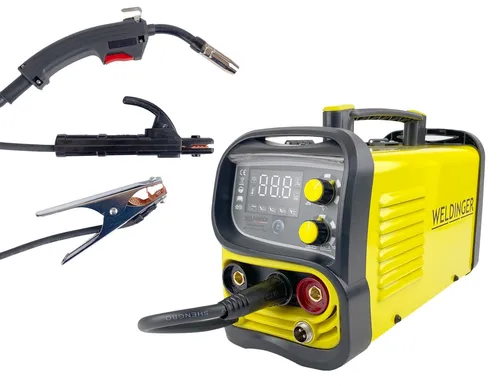 WELDINGER ME 130 mini Flux Fülldrahtschweißgerät - inkl. 1 kg Fülldraht und Fülldraht-Gasdüse, ideal für NoGas-MAG-, MMA- und Lift-WIG-Schweißen, 5 Jahre Garantie