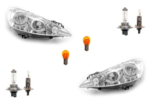 Johns Scheinwerfer Set für Peugeot 308 (09/07-04/11) - Komplettset mit H1/H7 Scheinwerfern und Glühbirnen, E-Typ-geprüft für optimale Sicht und Sicherheit im Straßenverkehr.
