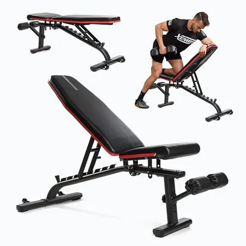 XTREXO Verstellbare Hantel-Bank | Multifunktions-Trainingsbank Verstellbar für Ganzkörper-Workout, Schrägbank für Zuhause bis zu 300 kg | Stahlkonstruktion | Krafttraining, Fitness | Schwarz | B100
