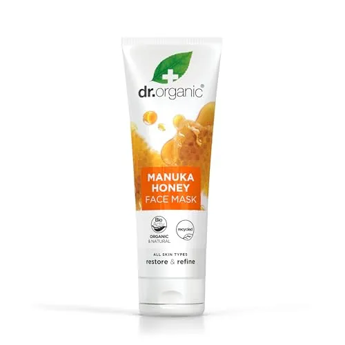 Dr.Organic Bioaktive Hautpflege Manuka Honig Gesichtsmaske - Anti-Faltenprodukt mit 125 ml, enthält bioaktiven Manuka Honig für strahlende Haut und ist frei von Ammoniak und Alkohol.