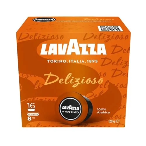 Lavazza, A Modo Mio Espresso Delizioso, 1 Packung mit 16 Kaffeekapseln mit Floralen Noten und einem leichten Likörgeschmack, 100% Arabica, Intensität 8/13, Mittlere Röstung