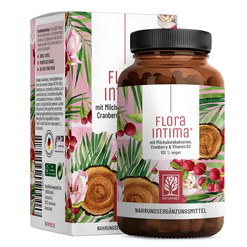 Naturtreu Floraintima Kulturen Komplex - Nahrungsergänzungsmittel für die Gesundheit der Harnwege mit 60 veganen Kapseln, enthält lebende Milchsäurebakterien und Cranberry-Extrakt für eine optimale Intimflora.