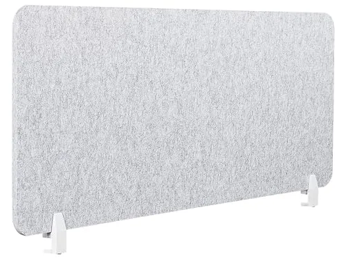 Beliani Schreibtischtrennwand Grau, 160x50 cm - Moderne Akustik-Tischtrennwand in Hellgrau, ideal für Sicht- und Schallschutz im Büro. Schnelle Montage und pflegeleicht, sorgt für eine angenehme Arbeitsatmosphäre.