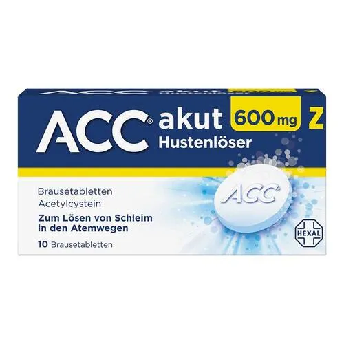 ACC akut 600 Z Hustenlöser Brausetabletten - Arzneimittel zur Schleimlösung und erleichterten Abhusten bei Atemwegserkrankungen, mit schneller Löslichkeit und erfrischendem Zitronengeschmack.
