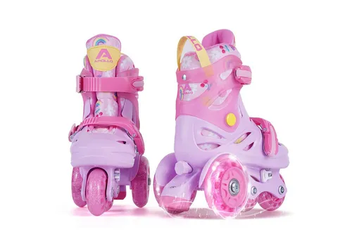 Apollo Rollschuhe - Verstellbare Hybrid-Rollschuhe für Kinder, Größe 26-30 - Inliner für Kinder, ideal für Anfänger mit stabiler Bauweise und leuchtenden LED-Rollen für mehr Spaß und Sicherheit beim Fahren.